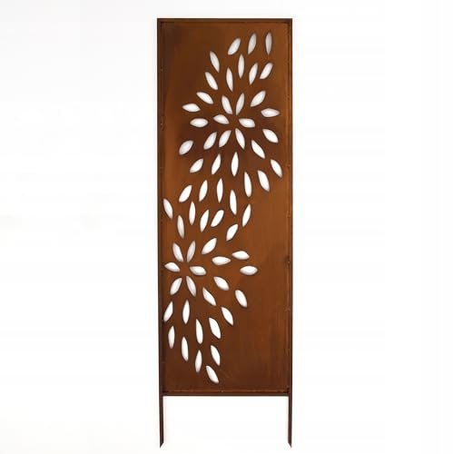 Kapaga - Sichtschutz Metall - 160x50 cm - Edelrost - Rostoptik, Patina | für Garten und Terrasse - Corten, Sichtschutzelement - Sichtschutzwand - Gartendekoration Zaun - Rost (Azur)