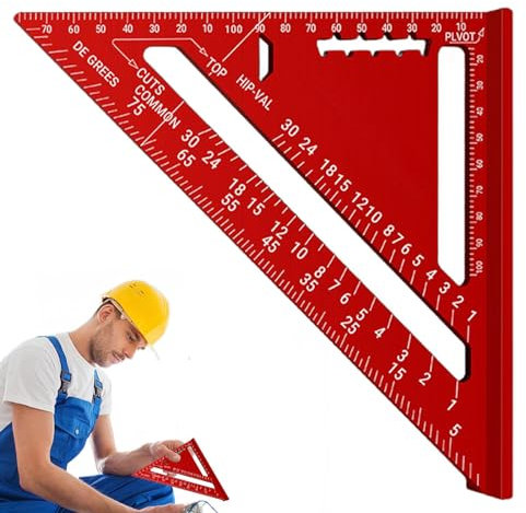 Angolo di carpentiere multifunzione goniometro 7 pollici righello triangolare, righello triangolare angolo di arresto metrico lega di alluminio di precisione strumento di misurazione per falegnami,