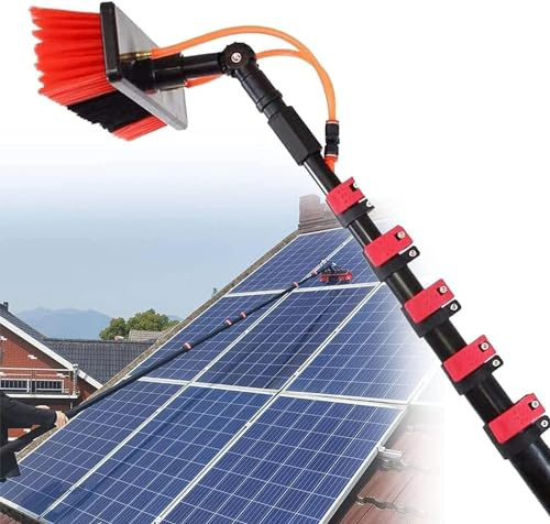 Fensterputzer Mit Teleskopstiel,PV Anlage Reinigung,3-10m Teleskopstange Wasserführend Teleskop Waschbürste Sonnenkollektor Solar-photovoltaik-Panel-reinigungsbürste, 30/50cm brush head (50cm, 10m)