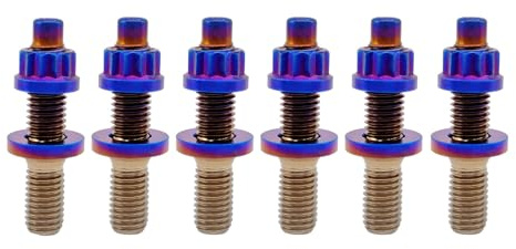 RISON-Titanium 6 Set Titan Auspuffkrümmer Stehbolzen Kit M10x1.25x54mm, GR5 Titan Ansaugung Auspuff Bolzen und Muttern Kit, Krümmerstehbolzen Abgaskrümmer Kit passend für Ford, Honda
