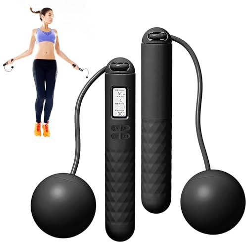Cordless Jump Rope With Counter Wireless Skipping Rope Adult Fitness Exercise Weighted Digital Jump Rope for Women Men and Kids