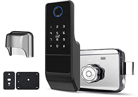 Micvtve Waterproof Tuya WiFi Smart Door Lock Digital Password Double Fingerprint Electronic Rim Lock for Outdoor Iron Gate Door