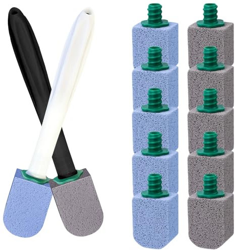 Pietra Pomice per WC Ceramica,Ricarica da 10 Cleaning Block,Con Manico Riutilizzabile,Pulizia Efficace,per Toilette,Cucine,Lavelli e Lavabi(Blu Grigio)