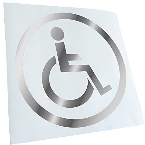 Kiwistar - Autoaufkleber - Chrom - 10x10cm Rollstuhlfahrer mit Rahmen Aufkleber für Auto, Laptop, Fahrrad, LKW, Motorrad Mehrfarbig JDM Decal Racing