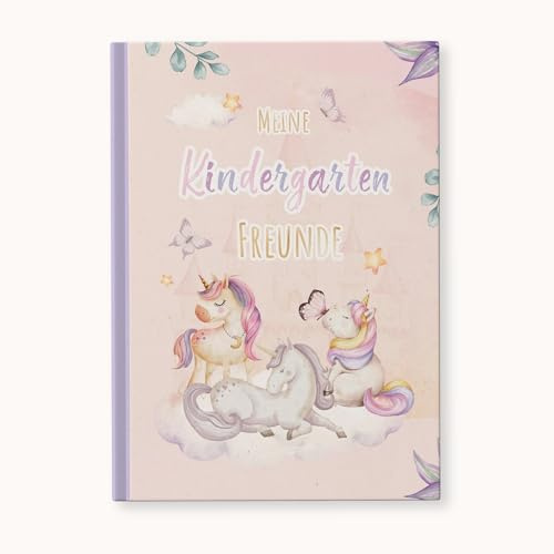 itenga Kindergarten - Freundebuch Einhorn DIN A5 88 Seiten für Mädchen zum Ausfüllen