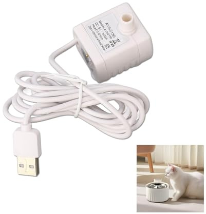 Gugxiom Katzen Wasserbrunnenpumpe, 5 V USB Wasserpumpe mit Einstellknopf, Bürstenloser Gleichstrommotor, kleine Brunnenpumpe für Haustierbrunnen, Teiche und Hydrokulturen