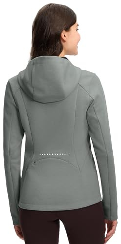 Pioneer Camp Fahrradjacke Damen mit Kapuze, Fleece Gefüttert Fleecejacke Warm, Winddicht und Atmungsaktiv Outdoor Damenjacke Reflektierend für Fahrrad, Laufen und Freizeit