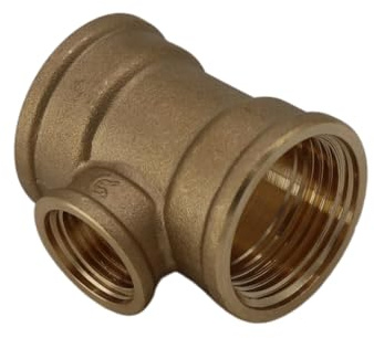 Messing T-Stück, T-Stück IG x IG reduziert x IG, Innengewinde Messing Fitting Heizung Gewindefitting (1 x 1/2 x 1)