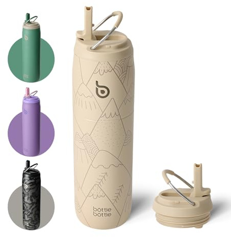 Bottle Bottle Insulated Water Bottle 950ml(32oz) with Straw and Lid for Sports and Gym Stainless Steel Metal Drink Flask for Hot Water with Handle (Mountain Haze)
