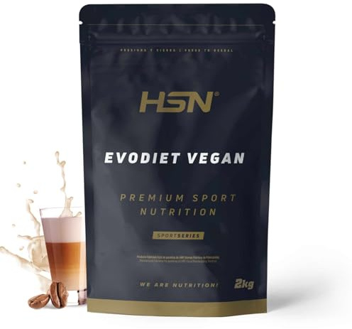 HSN Evodiet Vegan (Aislado de Proteína de Soja, Inulina y Glucomanano) | Café con Leche 2Kg | Ideal para tomar antes de las comidas | No Contiene Dosificador | No-GMO, Vegano, Sin Gluten