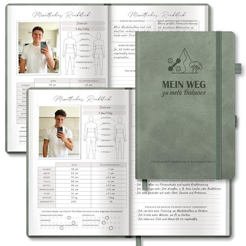 Gym Buch & Ernährungstagebuch – 14 Wochen Trainingstagebuch mit Nährwerttabelle & Erfolgskontrolle – Trainingsbuch Krafttraining – Diät & Fitness Buch für Bodybuilding, Abnehmen, Gym – Fitness Journal