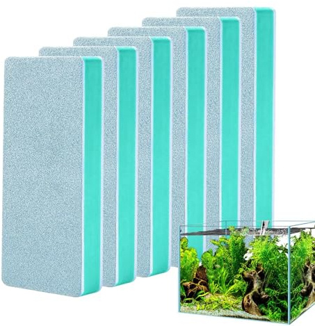 6X Aquarium Scrubber & Glass Cleaning Pad Kit,Stain Remover Sponge For Fish Tank, Terrarium, Tile,Fish Tank Glass Cleaner,Safe For Betta, Shrimp, Reptile Ponds,Non-Acrylic Scrubber Sponge,9x4x1.2cm