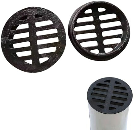 IMUNKT 3in Cast Iron Grate Drain Cover Round Sewer Grate Outdoor Flat Drain Grate Cover Drain Pipes/Fittings For Small Lawns Patio(50mm/1.96)