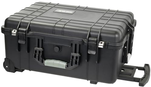 HMF ODK400 Valise à roulettes d'extérieur avec mousse prédécoupée, Noir , 58.5 x 45 x 27.5 cm, Valise