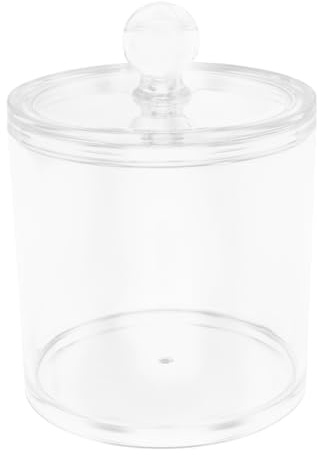 Amosfun Transparent Cotton Swab Container with Lid Large Round Bathroom Storage Jar for Cotton Pads and Small Items Organizer
