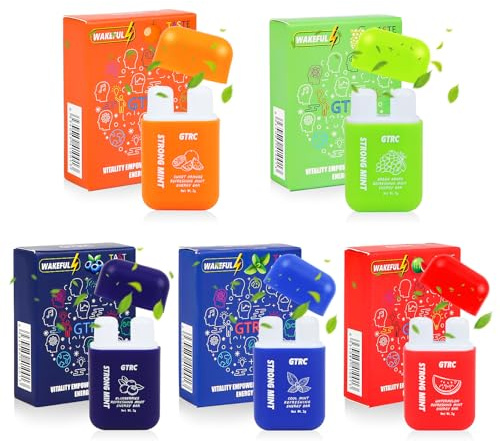 Bohrma 5 Pack Nasal Stick inhalo nasal stick Tragbare wick inhalierstift Verstopften Nase Inhalierstift für Fünf Fruchtaromen Ätherisches Pfefferminzöl und fruchtiger Duft Den Geist stärken