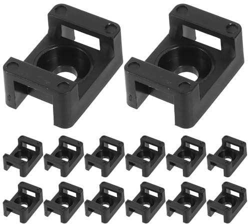 WOONEKY Base per Fascette Stringicavo 100 Pezzi, Supporti a Sella in Abs Nero, Clip di Fissaggio Cavi per Gestione Elettrica, Porta Fascette Compatibile per Organizzazione Cavi Domestica