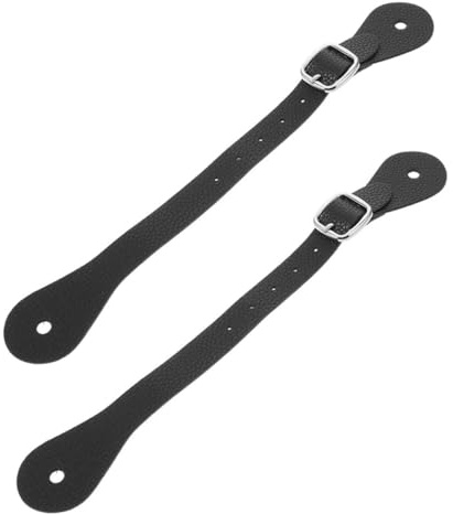 ERINGOGO Correas de Espuelas para Vaquero Ajustables de Cuero Pu Negro, 2 Piezas, Diseño Elegante y Ajuste Cómodo para Uso Ecuestre al Aire Libre