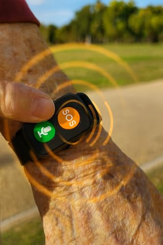 AtsCares.com No Monthly Fees or Subscription Ever - Waterproof - Fall Detection - SkyAngelClassic911 Medical Alert for Seniors - Emergency SOS Button, Health Monitoring Smart Wearable for Elderly