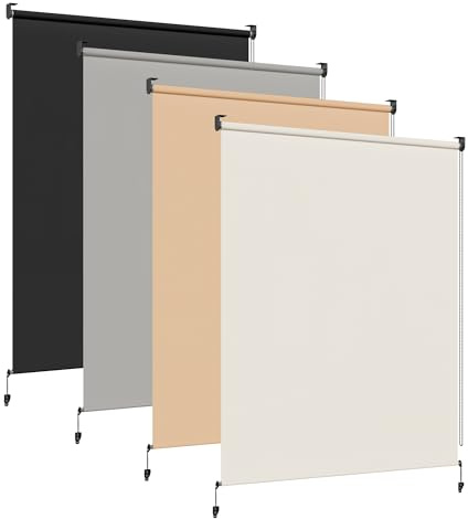 HOMEDEMO Tenda da sole per esterno, Tenda Avvolgibile Verticale a Rullo per Balconi e Terrazze, Protezione UV e Privacy, Impermeabile e Resistente, 200x240cm Beige