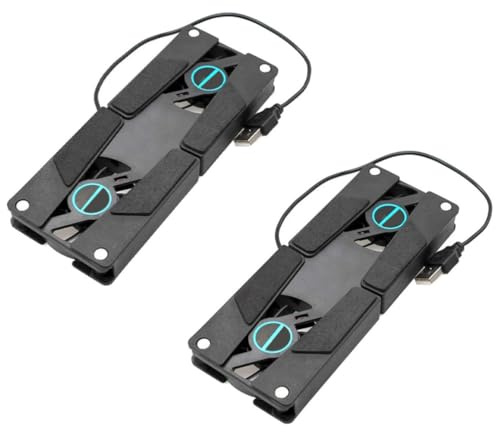 Dispositivo di Raffreddamento per Laptop Pieghevole USB 2 Pezzi Abs Nero | Doppia Ventola, Supporto Antiscivolo, Velocità 2500, Rumore 12 Db, per Notebook