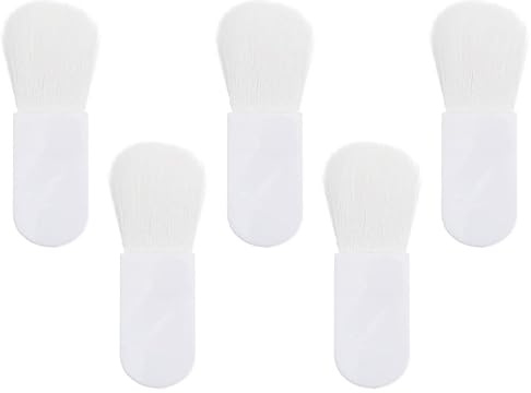 AMUSLESUR 5 Piezas Mini Brocha para Rubor, Pincel de Maquillaje Portátil, Blanco, Abs y Fibra Wool, Fácil de Sujetar, Reutilizable, para Maquillaje de Chicas