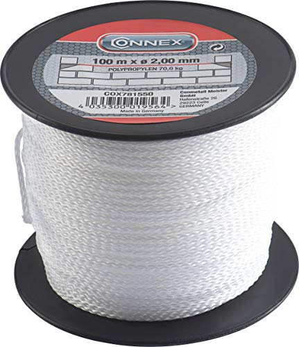Connex COX781550 - Cordino in polipropilene 100 m x diametro 2 mm, colore: Bianco