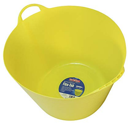 Faithfull Flex Tub – Multi-Purpose & Durable Flexible Bucket for Garden, DIY, Building & Farming - 42L (9gl), Yellow