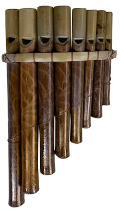 Panflöte aus Bambus braun, einfache gebogene Panflöte (19 x 10)