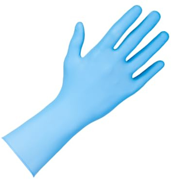 APP QUARTZ Q910 - Gants nitrile jetables longs 6 mil, taille S,100 pièces | Renfort doigts, sans poudre, Boîte de 100 pièces, couleur Bleu, Manchette 305 mm