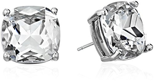 Kate Spade New York Small Square Studs, Clear/Silver