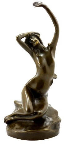 Kunst & Ambiente - Erotische Wiener Bronzefigur - Frauenakt auf Stein - signiert von Moren - Dekorative Statue - Skulpturen online kaufen - Wohndeko - Innen