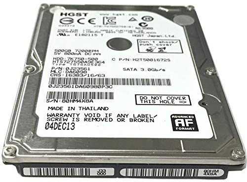 HGST 7K750-500 HTS727550A9E364 (0J23561) 500GB 7200RPM 16MB Cache SATA 3.0Gb/s 2.5 Internal Notebook Hard Drive - w/1 Year Warranty