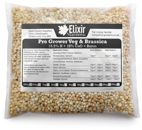 Elixir Gardens | Vegetable & Brassica Granular Fertiliser | Calcium + Nitrate + Boron | Quick Release | NPK 15.5% N - 18% CaO + Boron | 250g-25kg in Bag or Tub | Treats Upto 300sqm | 3kg Bag