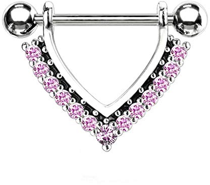 Beyoutifulthings Brustwarzen-Piercing Enamel Zirkonia Kranz - Nippel-Piercing Chirurgenstahl Silber Gold Roségold Stab 1,6/14mm