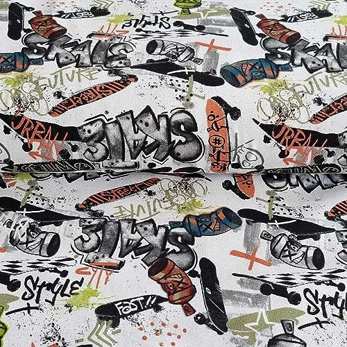 Jersey, Skater Druck Graffiti - Digitaldruck als Meterware zum Nähen, 50 cm