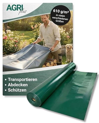 AGRI Plus Holzabdeckplane 610 g/m² I 1,5 x 20 m auf Rolle I wasserdichte, Frost- & UV-beständige Gewebeplane I Reißfest, robust & langlebig I Ideal für Brennholz, Garten & BAU