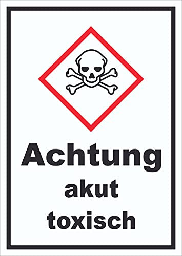 HB-Druck Schild akut toxisch Toxizität Totenkopf hochkant A1 Rückseite selbstklebend