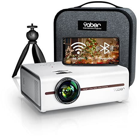 Videoprojecteur Portable Mini Projecteur, YABER V5 Videoprojecteur WiFi Bluetooth 1080P Full HD, Retroprojecteur avec Zoom