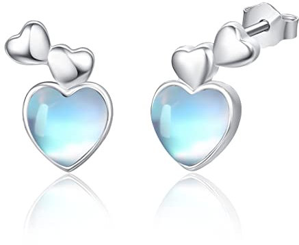TANGPOET Kärlek hjärta örhängen månsten örhängen 925 sterlingsilver födelsesten örhängen små örhängen smycken gåva för kvinnor flickor