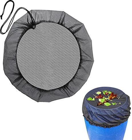 Netzabdeckung für Regentonnen, Regentonnennetz Verstellbares Schutznetz Mückenschutz Abdeckung, Netzabdeckung für Regenfässer mit Kordelzug für Outdoor Garten Regeneimer (Ø 80 cm)