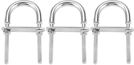 Perno en U redondo de metal, pernos en forma de U de acero inoxidable 304 M8 × 100 mm de longitud de acero con tuerca hexagonal, placa, arandela para sujetar tuberías3 piezas