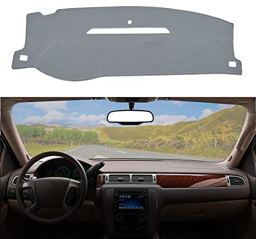 Dashboard Dash Cover Mat Carpet Compatible with 07-14 Chevy Tahoe Suburban Denali Avalanche GMC Yukon/XL,07-13 Chevy Silverado Sierra Without Dash Speaker and Only One Glove Box(Airbag box can open)