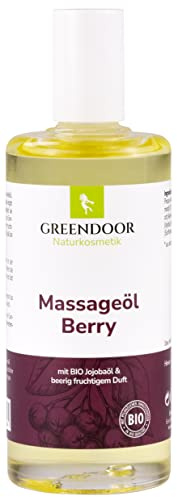 GREENDOOR Naturkosmetik Massageöl Berry 100ml, beerig fruchtiger Duft, vegan, ohne Silikone und ohne Mineralöle, rein natürliches Massage Öl, Geschenke