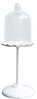 XIALIUXIA Mikrowellenabdeckhaube/Mikrowellen Abdeckung/Fliegenhaube,Cupcake-Ständer, weiße Themenparty-Arbeitsplatte, Lebensmitteldekoration, Metall-Tortenständer mit glockenförmiger Glaskuppelabde