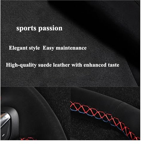 HEPVET Lenkradschoner Auto Lenkradabdeckung Schwarz Echtes Leder Wildleder Für VW Für Golf 7 Für GTI R MK7 Für Polo Für GTI Für Scirocco 2015 2016 Lenkrad Abdeckung (Color : Style 7)