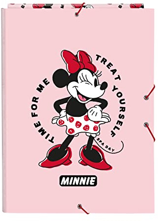 Minnie Mouse Me Time - Folio-Mappe mit 3 Klappen, ideal für Kinder jeden Alters, bequem und vielseitig, Qualität und Strapazierfähigkeit, 26 x 36,5 cm, Hellrosa