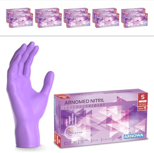 1000x ARNOMED® Gants en nitrile taille S Violet, Gants à usage unique pour chirurgie & laboratoire, Gants en nitrile sans poudre & sans latex, Moufles en nitrile XS, S, M, L, XL, XXL