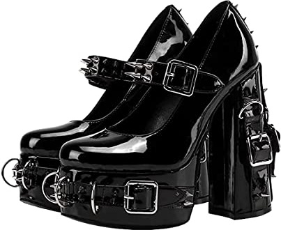 Only maker Damen Mary Jane Pumps Lolita Plateau High Heels mit Blockabsatz