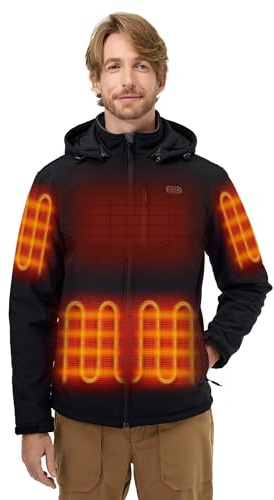 ORORO Men's Dual Control Heated Jacket with 5 Heating Zones and Battery (Black, M)